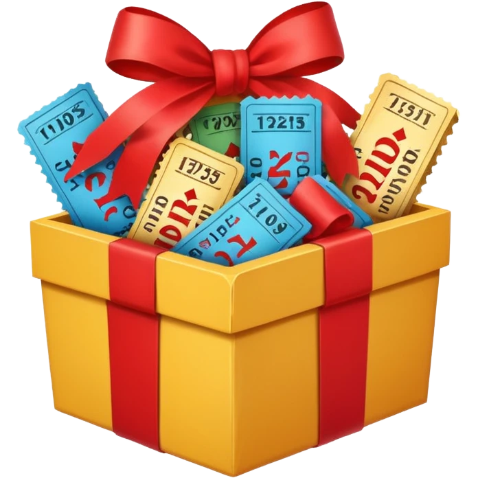 a box marked carnival pack with tickets as a bundle emoji