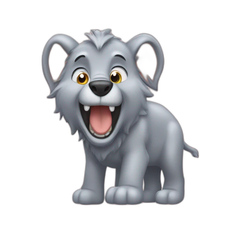 Loup sur éléphant emoji