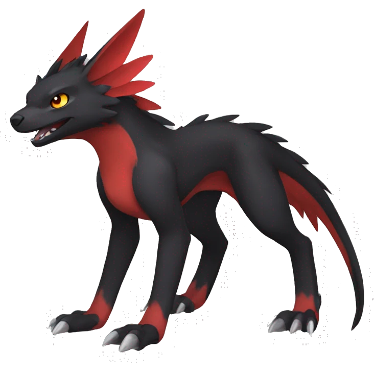 Cute cool black red nargacuga animal hybrid Fakemon full body emoji