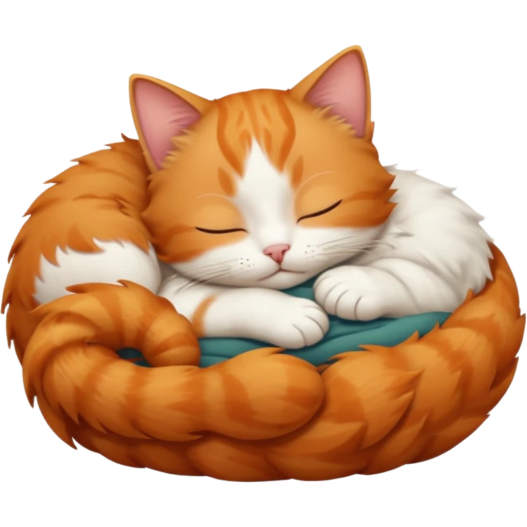 ginger and white small cat sleeping in weird position emoji