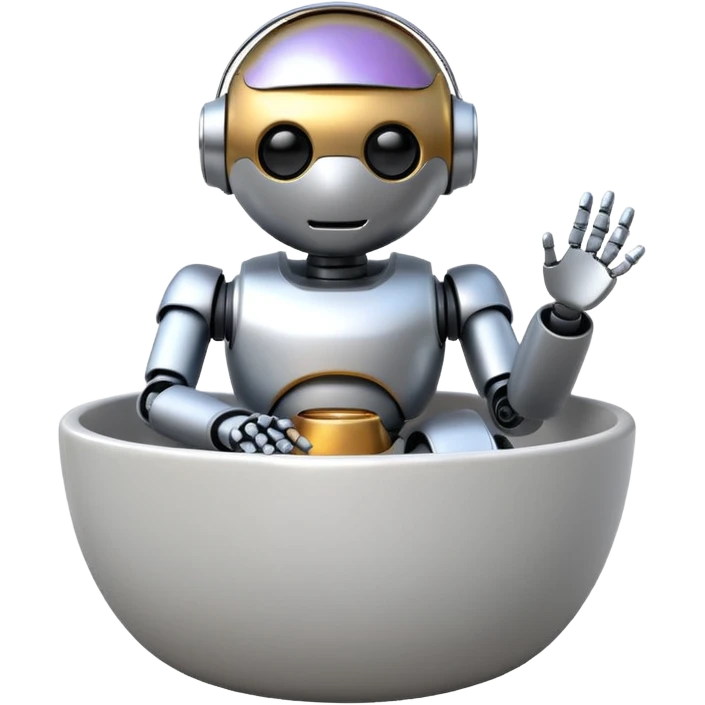 robot sitting inside a bowl emoji