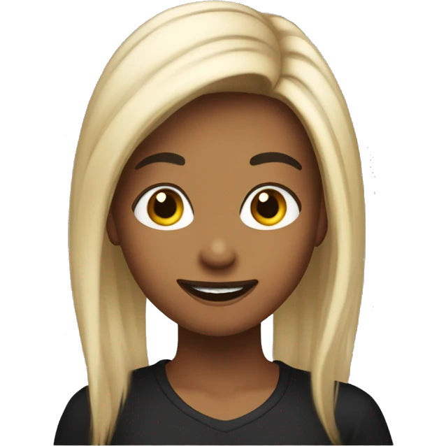 A girl of 18 years old with her hair coloured in black extremely happy emoji