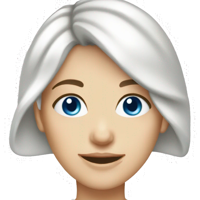 White woman blue eyes pixie hair with Xmas hat emoji