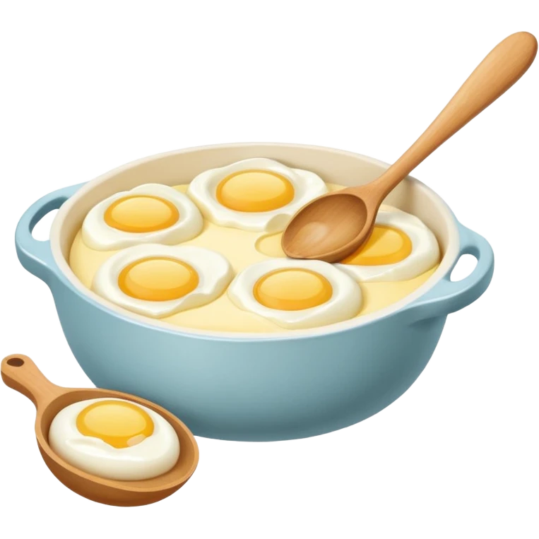 A carton of eggs, butter and a cream ceramic baking bowl with a wooden spoon in it emoji