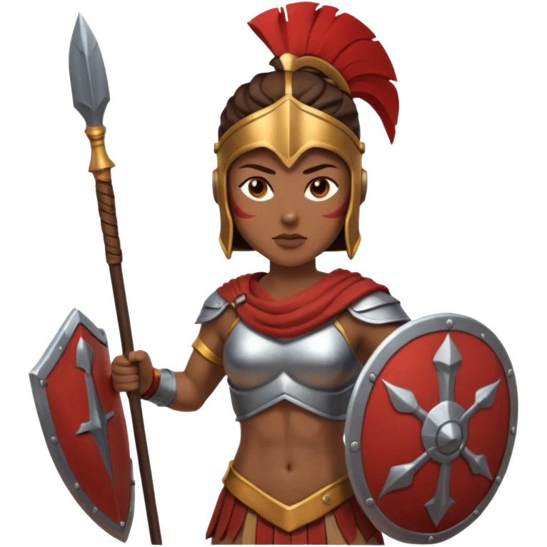 woman spartan warrior holding spear and shield emoji
