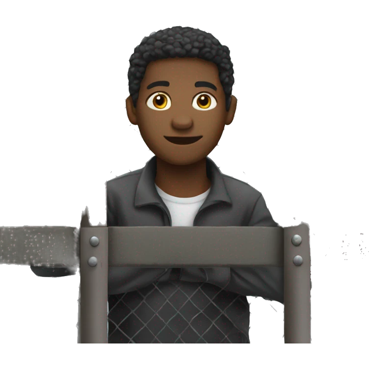 Black person behind the fence emoji