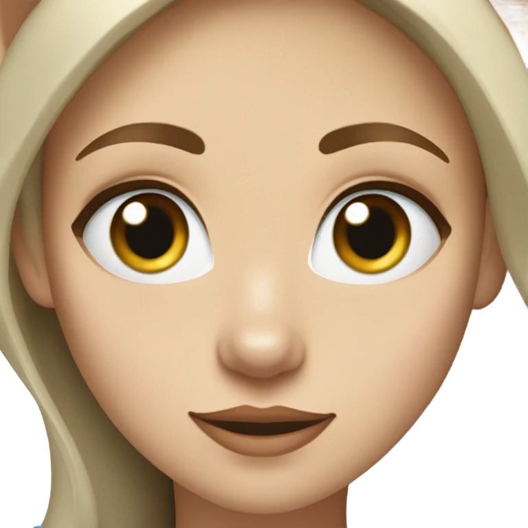 White Woman hair brown and bleus eyes and golden Husky With green eyes emoji