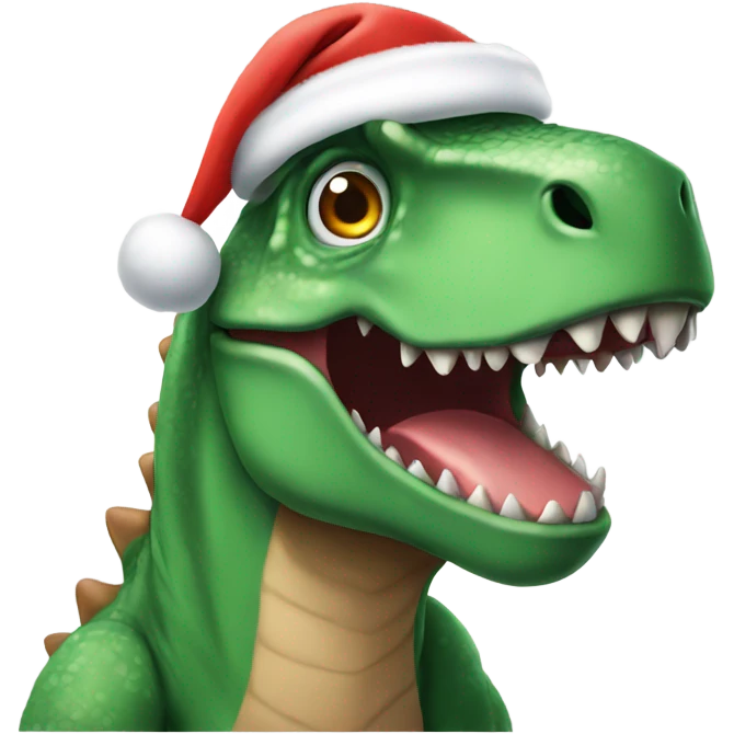 Dinosaur with santa hat emoji