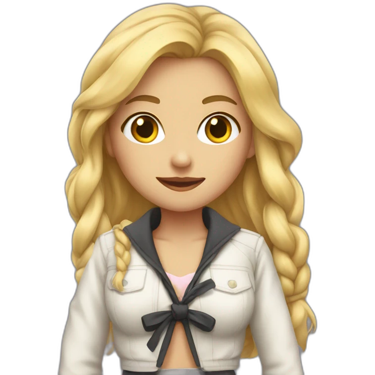 Blonde girl jacket off and tied around waist emoji