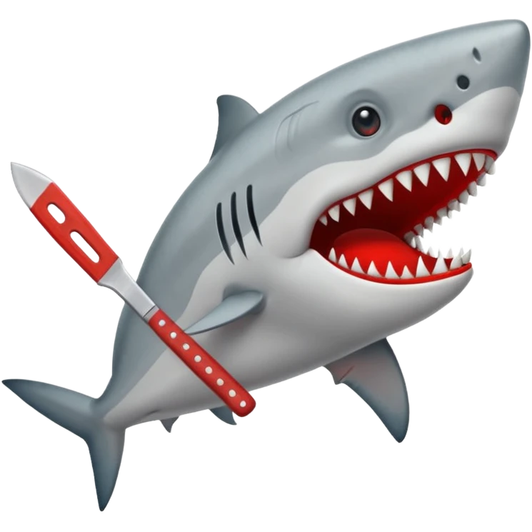 Tiburón con tenis rojos y macheta emoji