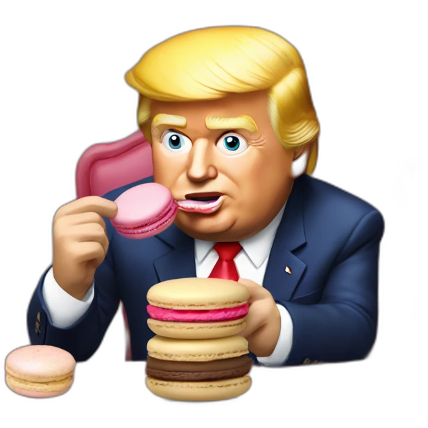 donald trump eating a french macaron emoji