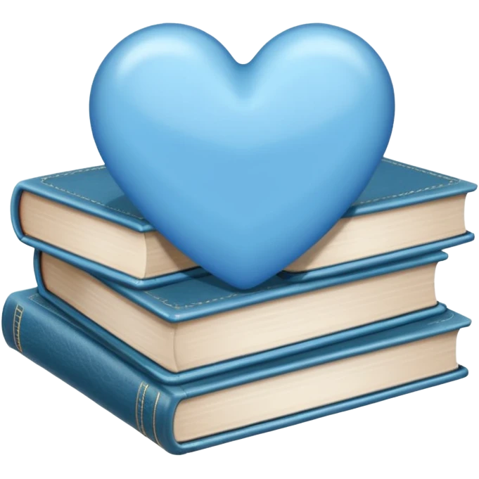Light blue heart with stack of books emoji
