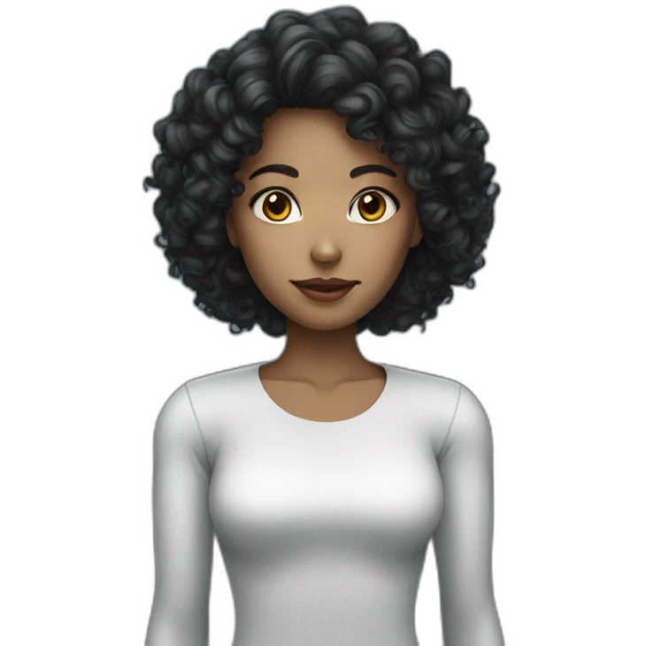 robot woman dark curly hair emoji