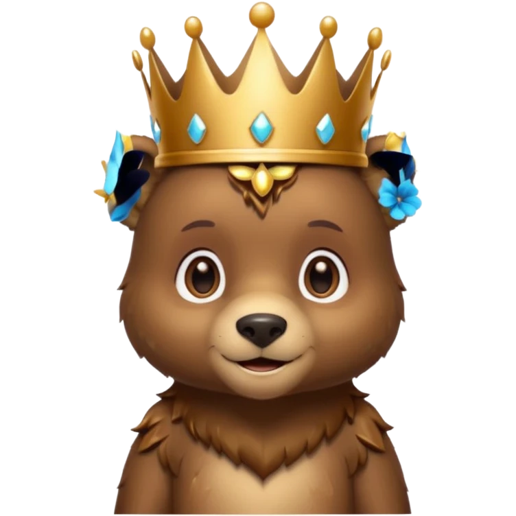 Bear Prince – brown bear cub with a shiny bronze crown, gentle smile. emoji