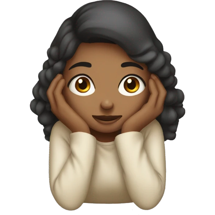 girl crouching down hands on face emoji