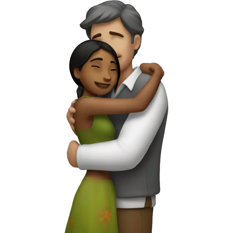 White guy hugging fair indian girl emoji