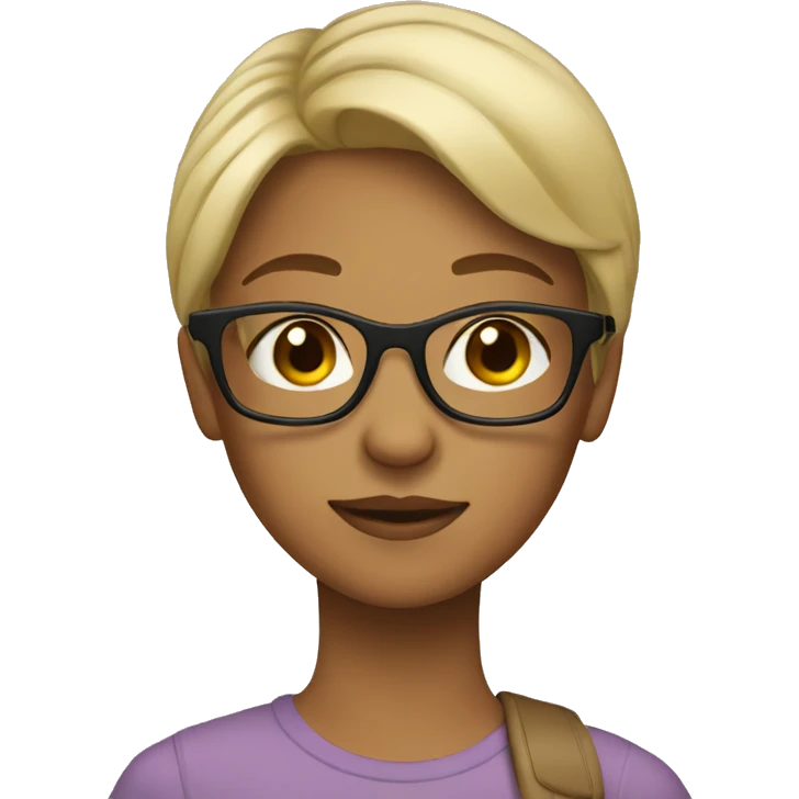 A girl with short blond hair and brown glasses  emoji