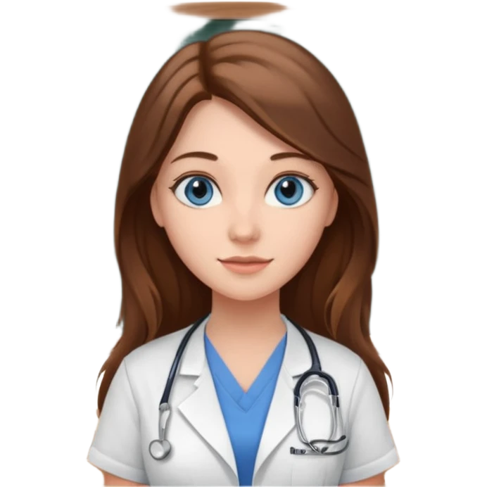 university classroom that says nursing school on the blackboard with a pretty female nursing student with long brown hair, blue eyes emoji