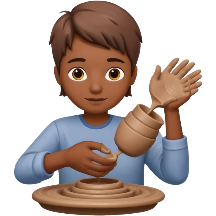 A potter spinning clay cups on a wheel  emoji