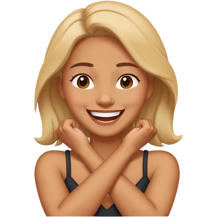 Crossed Arm holding neck laughing women  emoji