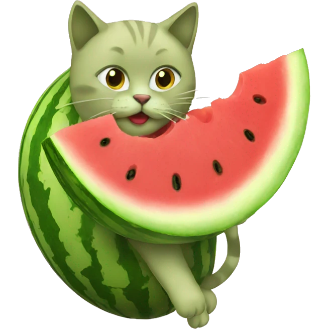 cat eating watermelon emoji