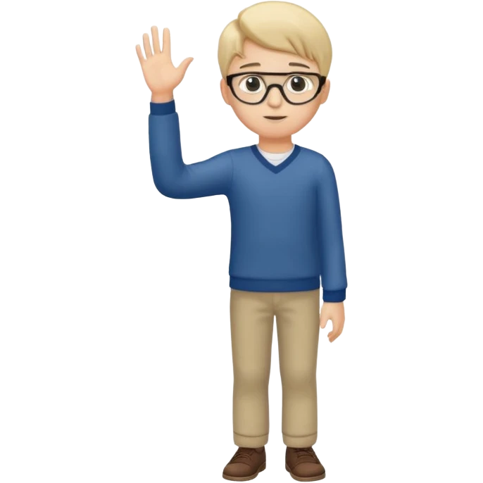 boy focused on studying raising his hand  full body
 emoji