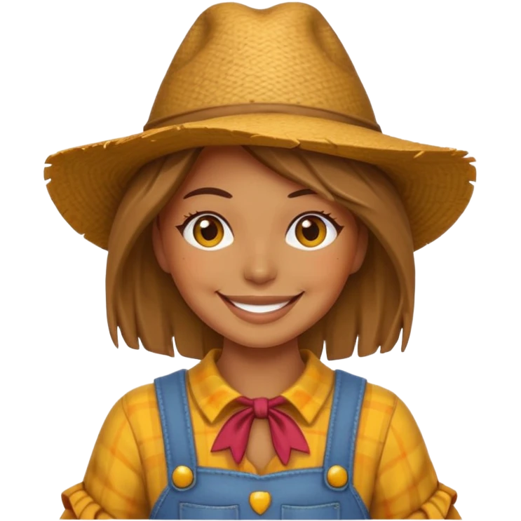 Scracrow with typical female emoji face, chest up only emoji