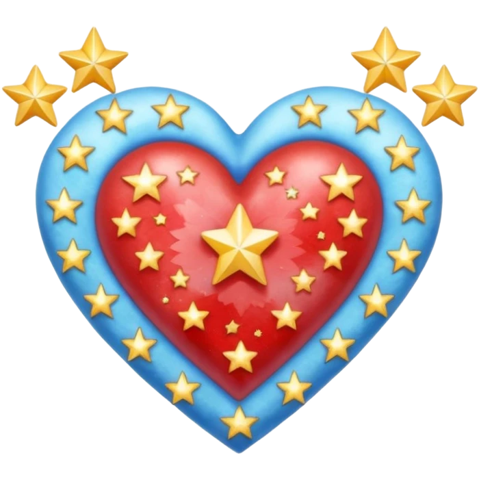 corazon celeste con estrellas emoji