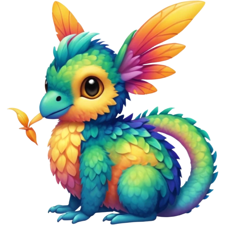P moe cute tropical gradients-colored fuzzy realistic Randomly-faerie-drake exotic Fakémon-creature emoji