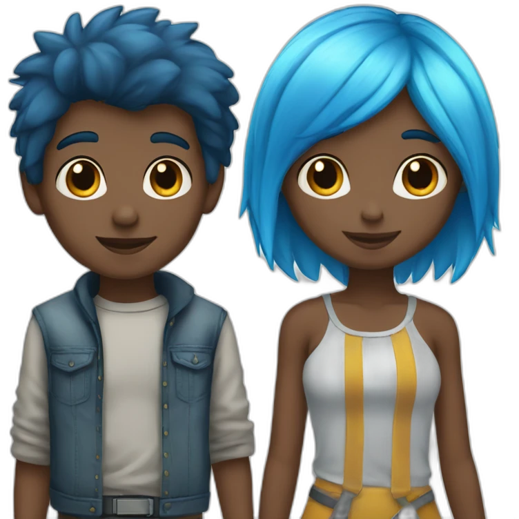 Blue-haired-boy-and-black-straight-haired-girl emoji