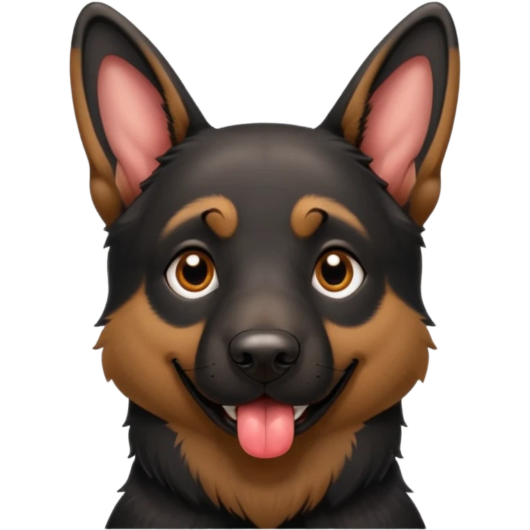 cartoon style dark German Shepherd dog with its tongue hanging out long emoji