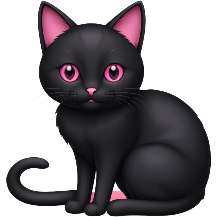 Black cat with pink eyes emoji