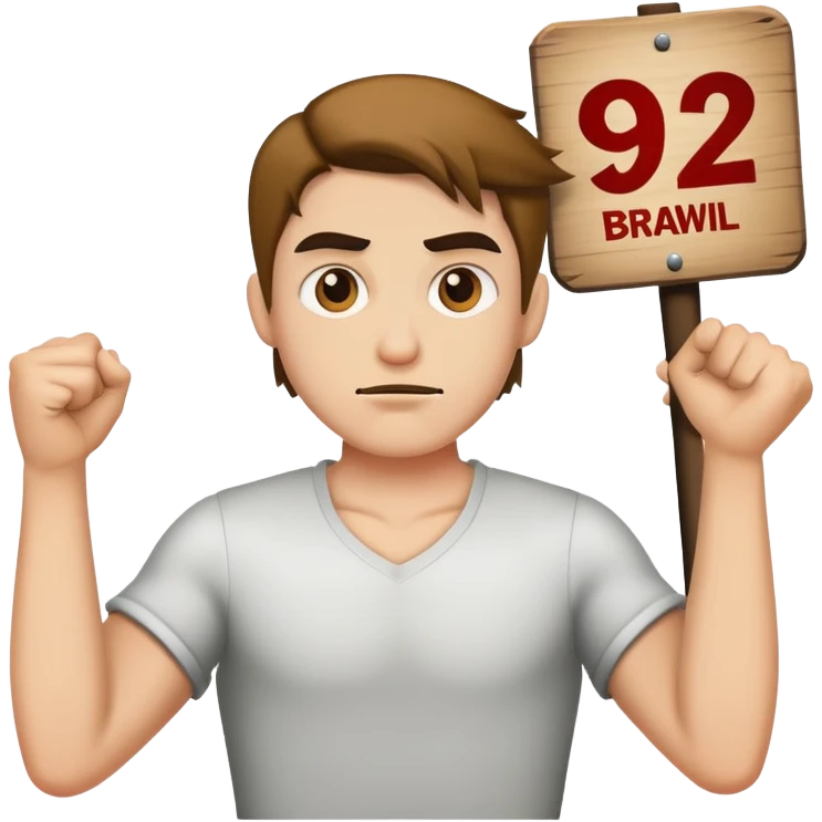 man with sign 92brawl emoji