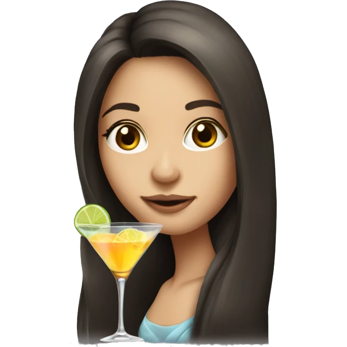 Long hair Brunette girl with cocktail  emoji