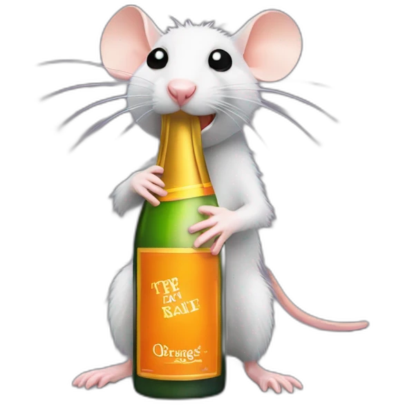 drunk rat with orange label champagne emoji