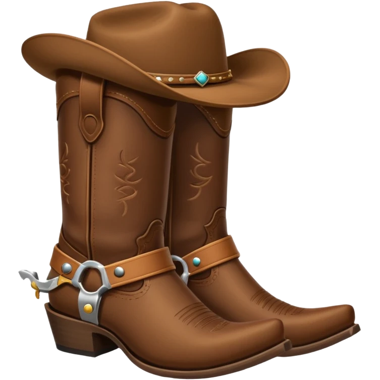 cowboy boot with spurs and a cowboy hat on top emoji