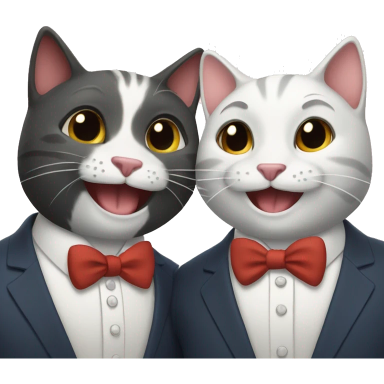 two happy cats in suits emoji