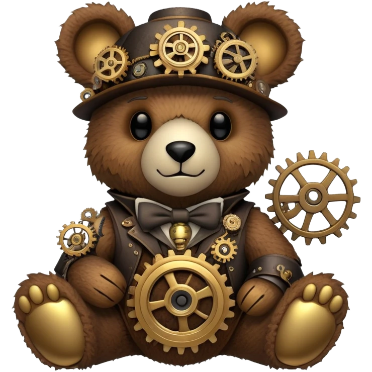 Steampunk Freddy bear with gears and brass emoji