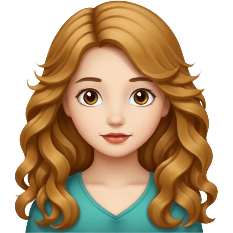 a girl with hazel long wavy silky hair.  emoji