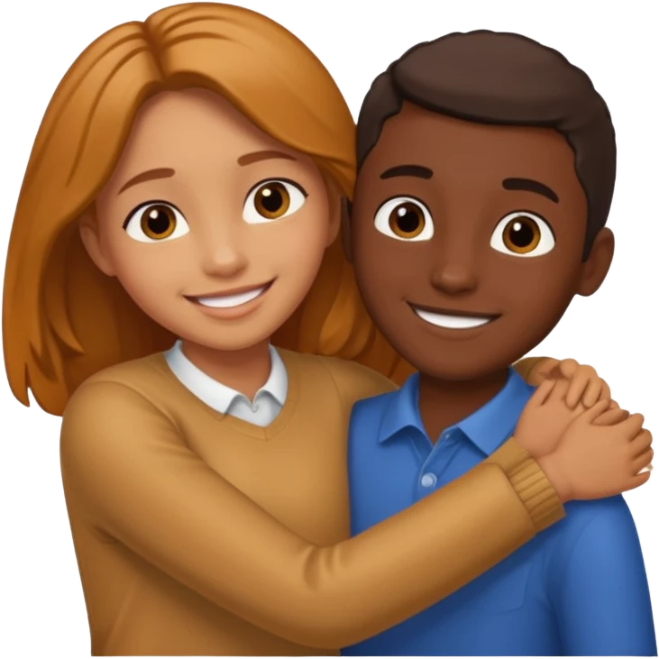 carmel girl and tall darkskin boy hugging  emoji