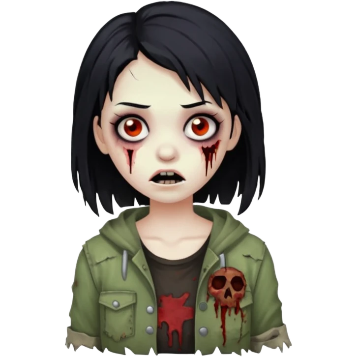 girl zombie with black hair emoji emoji