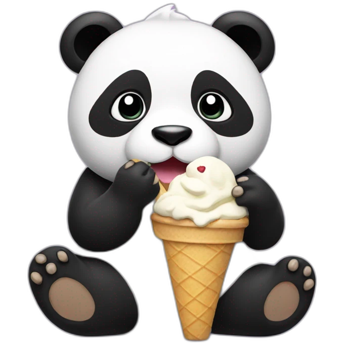 Panda eating ice cream emoji