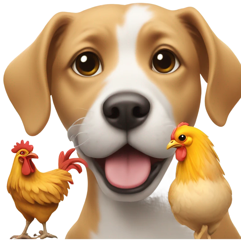 Dog with chicken emoji