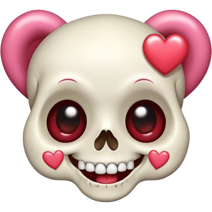 
Cute kawaii skull with a heart shaped nose and eyes are shaped as hearts cartoon -style/cute and transparent for a sticker emoji
