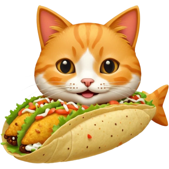 Happy Cat eating  a fish taco emoji