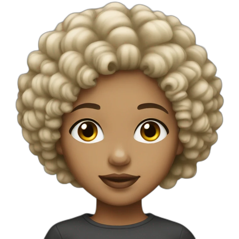 light skin girl afro black hair emoji