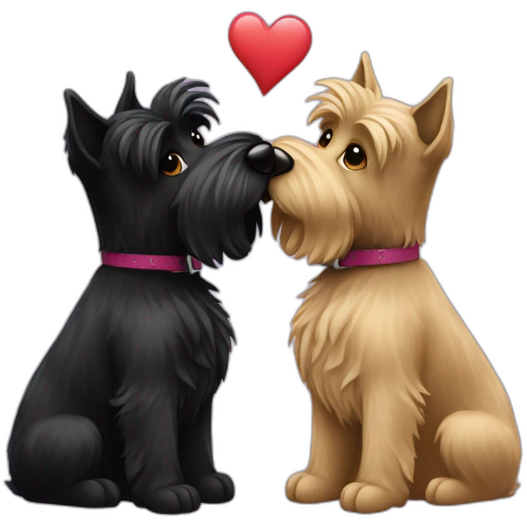 Two black Scottish terrier kissing emoji