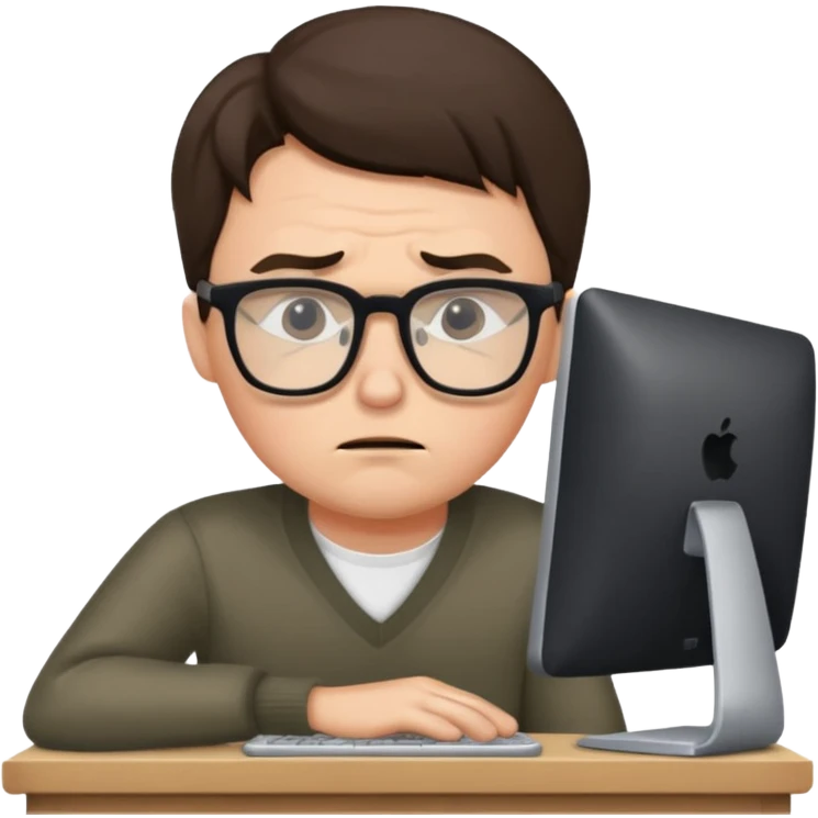 a man in front of a computer annoyed  emoji