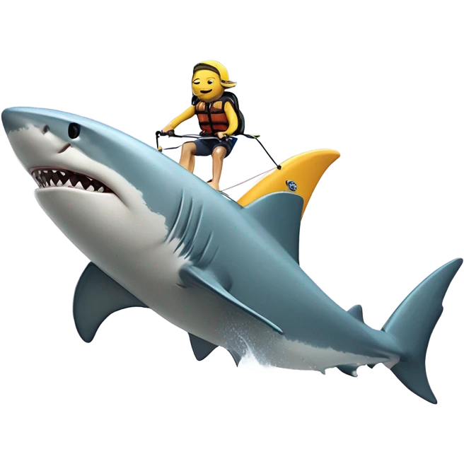 Shark wakeboarding off of a yacht emoji