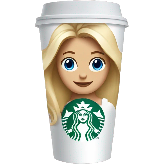 Starbucks cup drink with blonde girl blue eyes  emoji